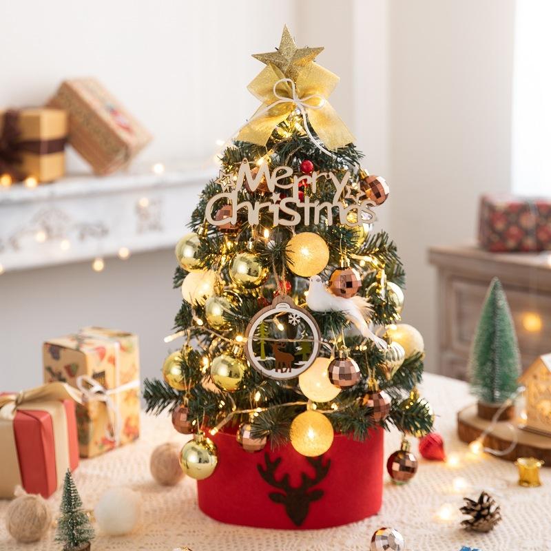 2022 New 45/60cm Merry Christmas Tree For Home Desktop Decoration Cristmas Ornament Xmas Navidad Gifts Led New Year Tree