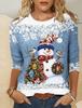 2023 Fashion Women's Pullover Christmas Blue Star Graphic Casual Sports O-Neck Long Sleeve Tops Micro-Elastic Fall & Winter