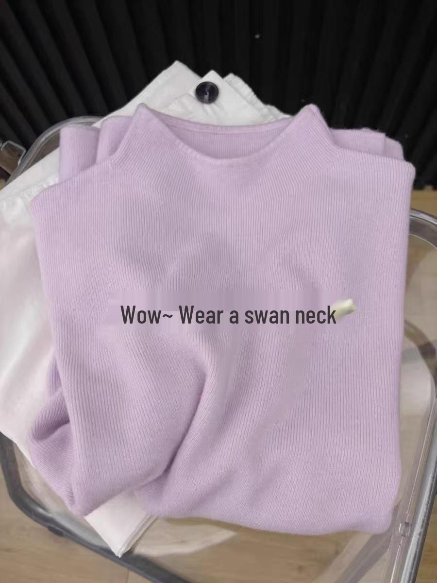 

Стильный и универсальный: Новый осенне-зимний женский трикотажный топ с длинным рукавом и мягким воротником-стойкой. One Size