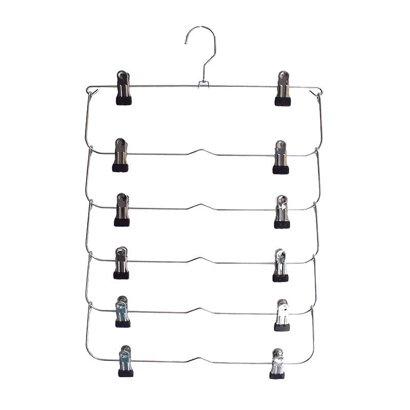 Multifunctional 6-Tier Pants Hanger with 8 Hooks & 10 Clips for Hats, Belts, and Underwear Storage