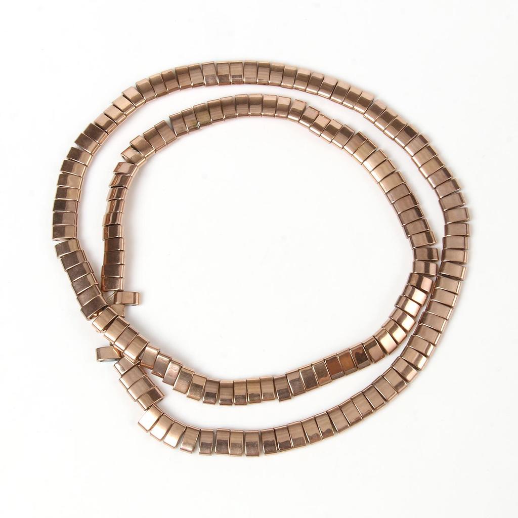 Handgefertigte Bastelfarbe, rosévergoldete Hämatitperlen, natürliche Rondelle-Perlen für Schmuckherstellung, DIY-Charms, Armband-Zubehör, 38,1 cm