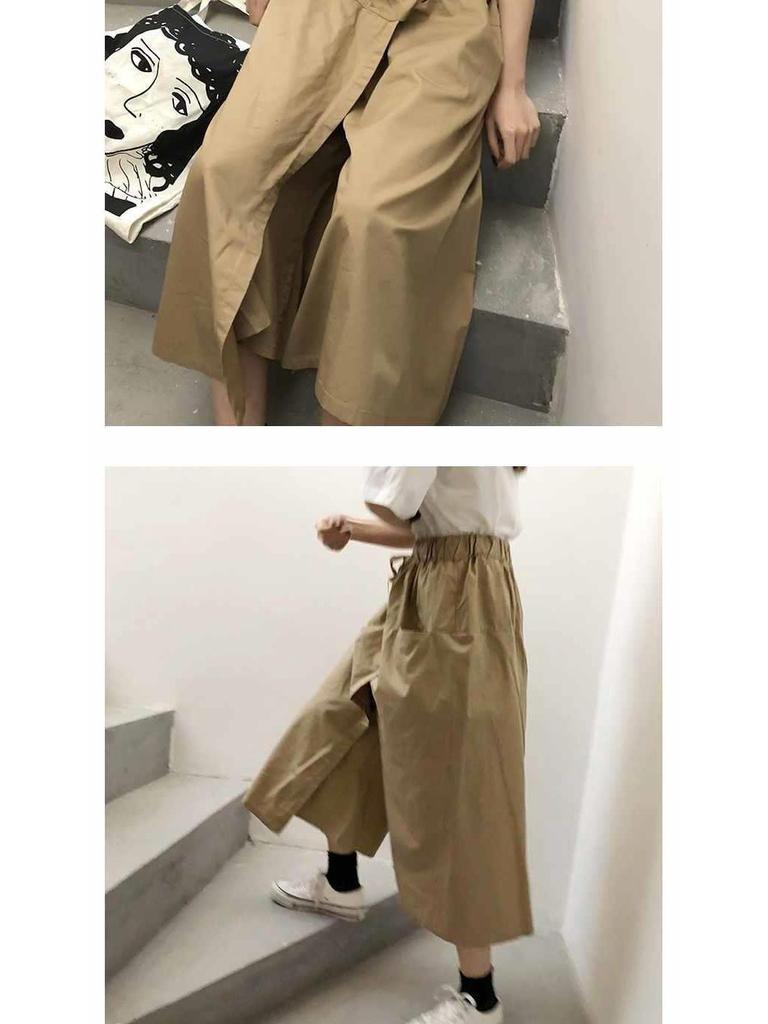 Frühling/Sommer 2020 Ulzzang High Waist Weit Bein Cropped Rockhose für Damen
