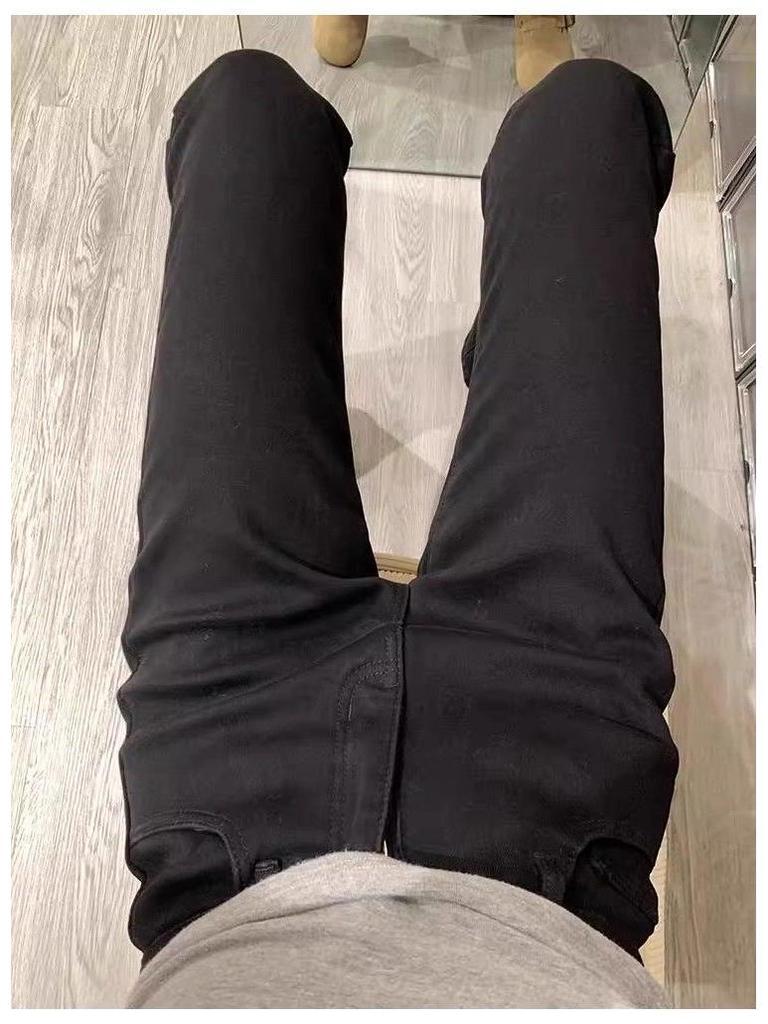Women's Black Micro-Flare Jeans: Plus Velvet, Thickened, Elastic, Plus Size, High Waist, Slimming, for Autumn and Winter.
