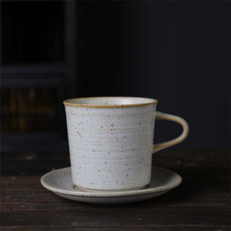 Japanese Coffee Cup And Saucer Set Retro Vintage Coarse Pottery Light Luxury Simple Cup Retro Ceramic Cup