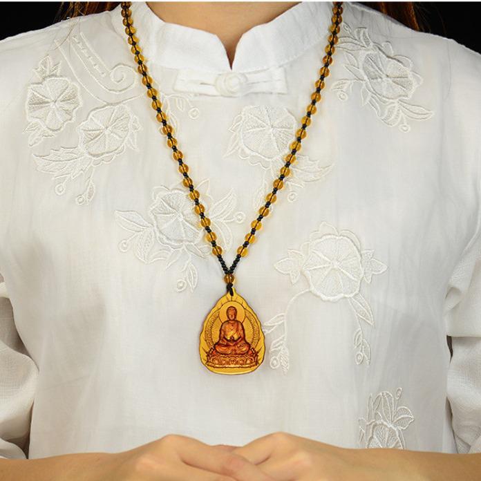 Glazed Pendant: Eight Guardian Deities, Zodiac Birth Buddha, Thousand-Hand Guanyin, Manjushri Bodhisattva Necklace