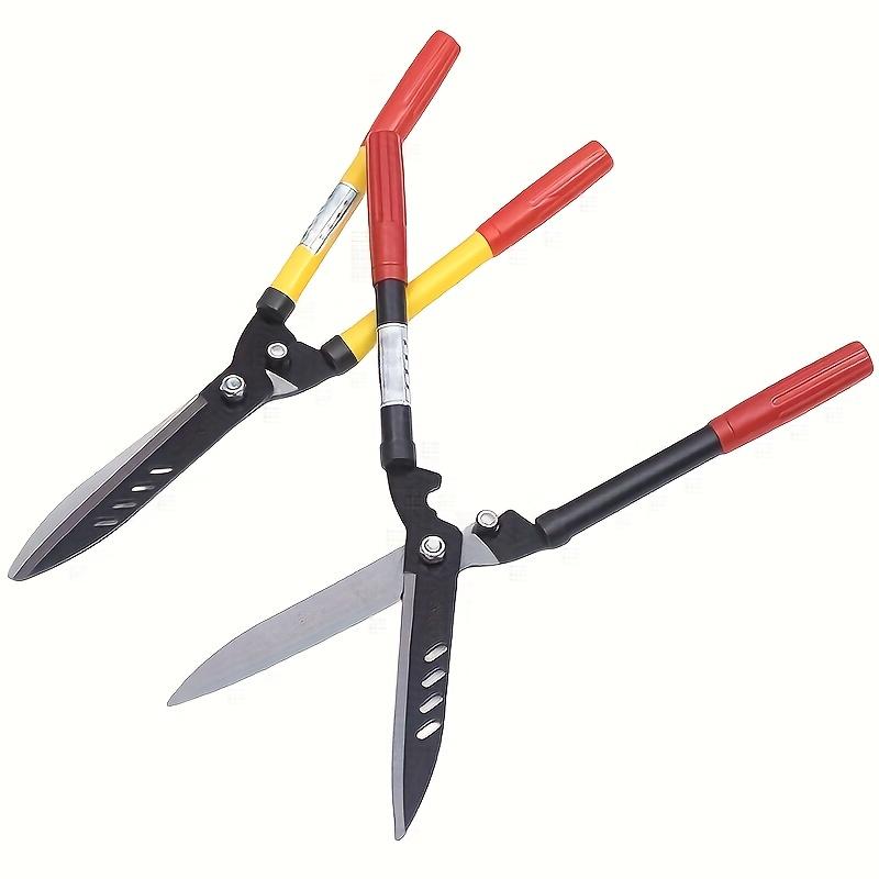 Heavy Duty Manganese Steel Gardening Scissors with Ergonomic Iron Handle and Red Grip - Portable Lawn, Hedge, Fence, Holly