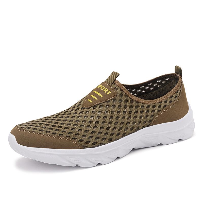 Casual Sports Shoes Men's Summer New Extra Large Size Mesh Lightweight Running Shoes Breathable One Pedal Outdoor Travel Shoes