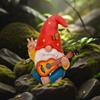 Resin Crafts Guitar Playing Gnome Statue Colorful Hippie Gnome Figurine  Yard Balcony Porch