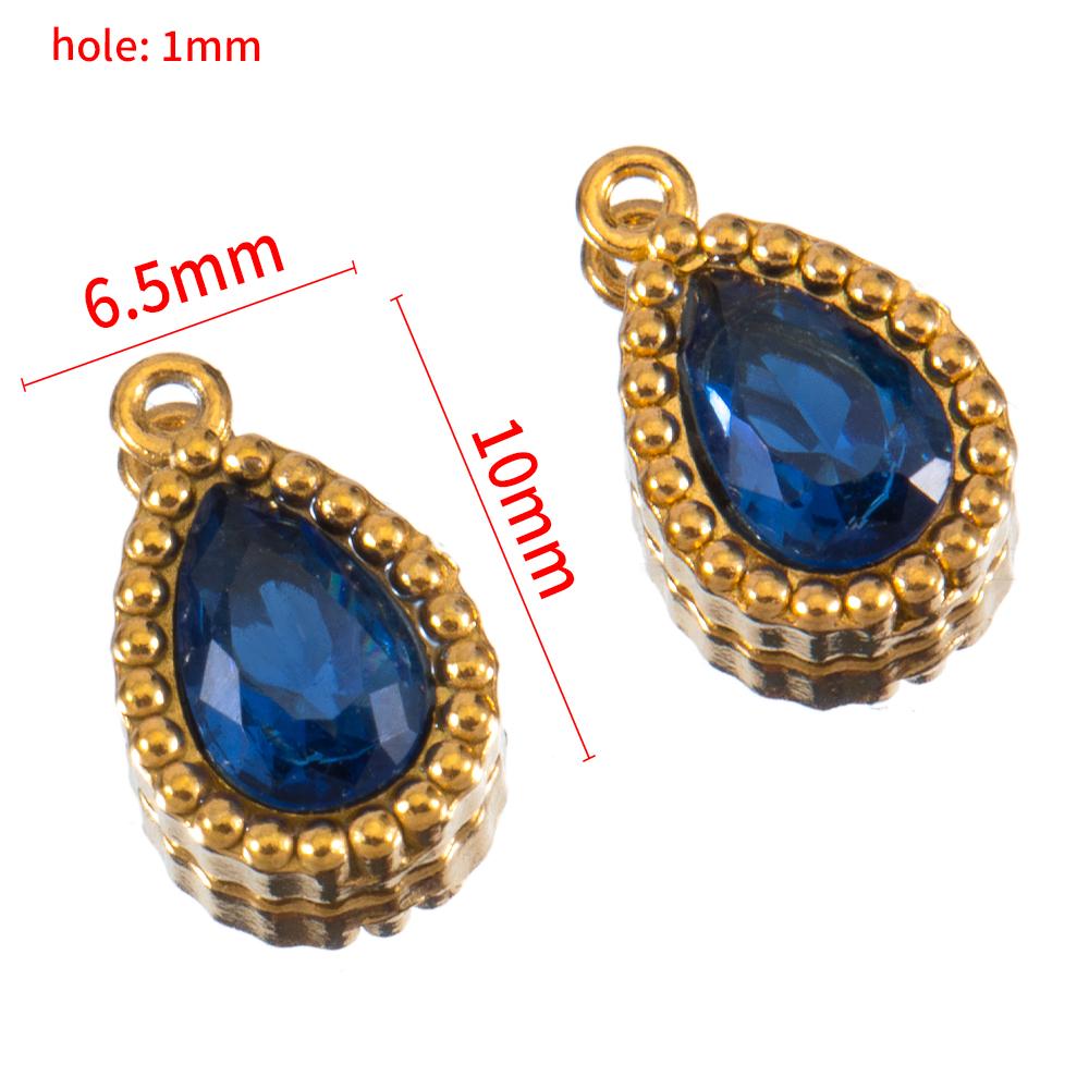 10pcs Stainless Steel Colorful Rhinestone Waterdrop Charms for Earrings Pendant Necklace DIY Jewelry Making Clothing Accessories