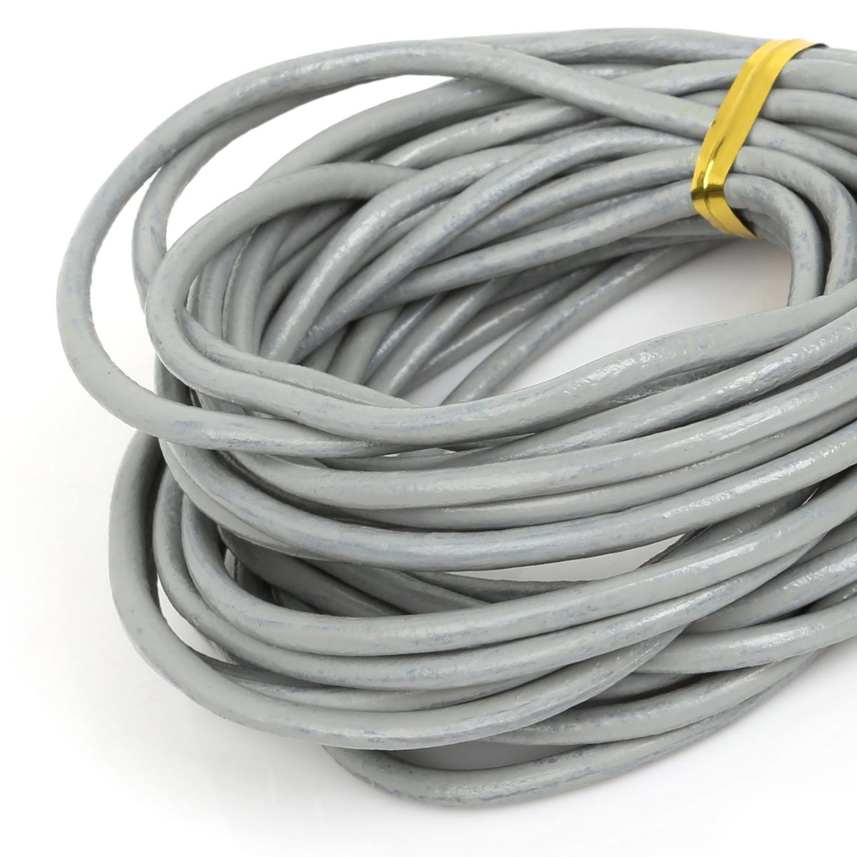 

Натуральная круглая кожаная нить для изготовления браслетов, ювелирных изделий, DIY, шнур, шнур 3mm 5M серый