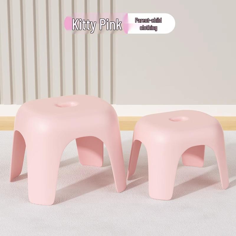 Multifunctional Stackable Plastic Stool for Living Room, Bathroom, or Kids' Room.