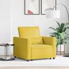 Extendable Single Sleeper Sofa with Wheels Yellow Velvet