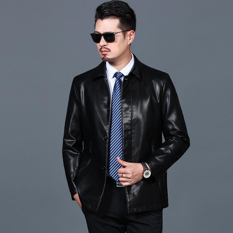 

Новая одежда из натуральной кожи, мужская куртка из натуральной кожи, весенне-осеннее мужское пальто с воротником-поло S