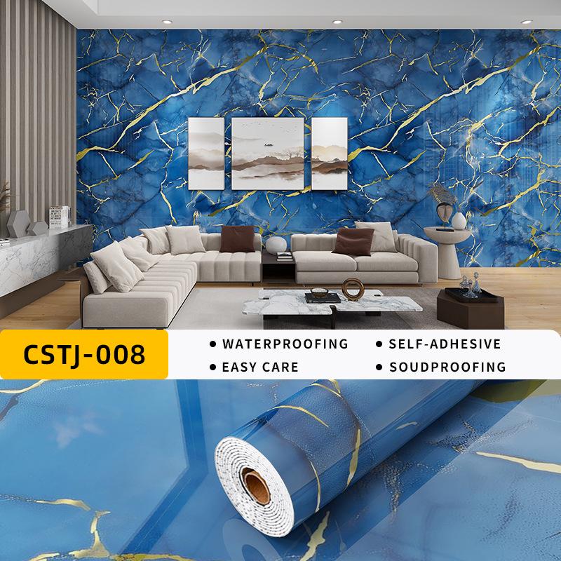 Self-Adhesive Waterproof Imitation Marble Tile Wall Sticker for Bathroom, Living Room, Kitchen, and TV Background.