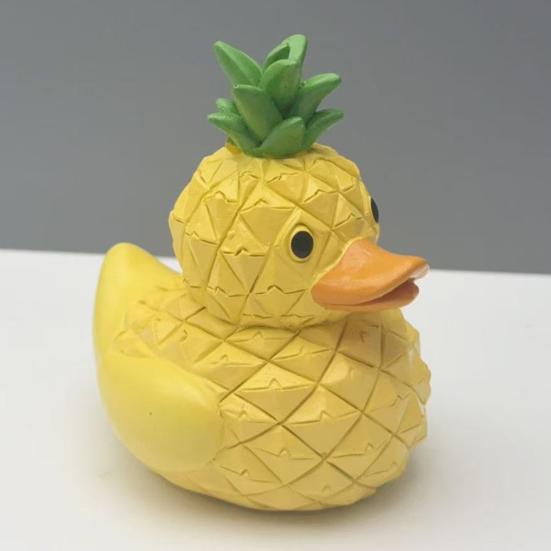 Fruit Duck Figurine Peach Pineapple Grape Strawberry Banana Resin Statue Sculpture Home Office Decoration Ornament