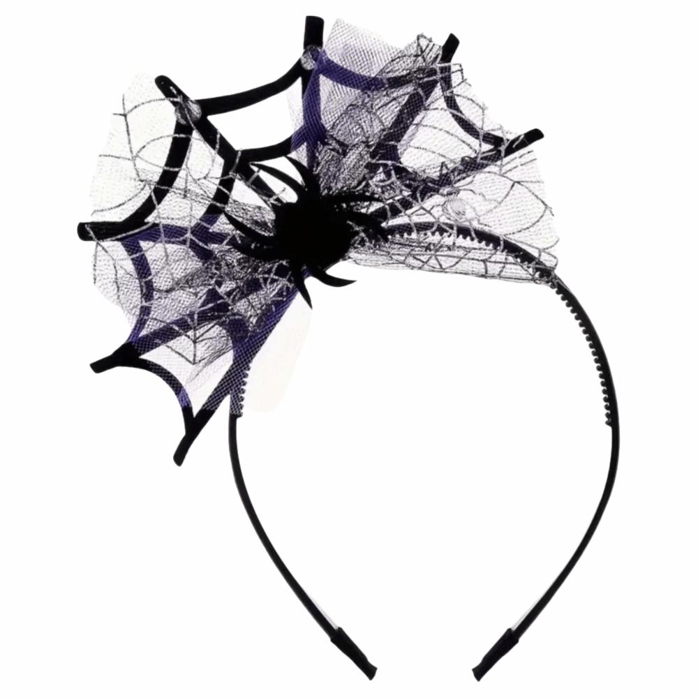 Spider Web Halloween Headband Black Artificial Flowers Party Role-playing Accessory  Dress Up