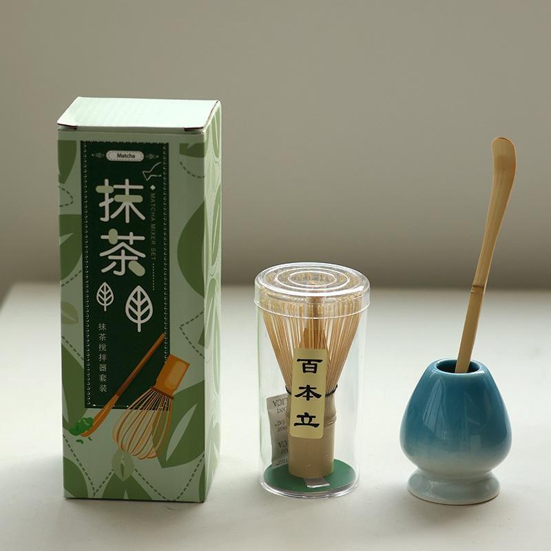3 Stück Premium Bambus Matcha Schneebesen Set Hundert Zinken Chasen Schöpflöffel Traditionelle Japanische Teezubereitung Haushalts-Matcha-Werkzeuge