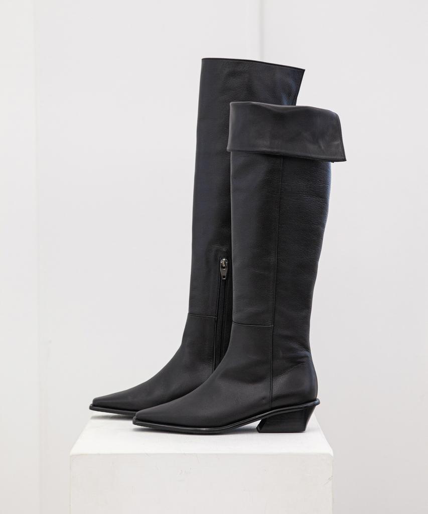 Twvp Collar Knee-High Boots 21F23Bk