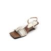 New Summer Women Sandals Square Toe Strange Heel Shoes Split Leather Shoes for Women Narrow Band Handmade Shoes Modern Sandals