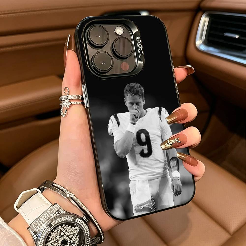 Football-Sports Joe Burrow 9 Phone Case For IPhone17  16 11 12 13 14 15 16 Pro Max Plus Cover Colored Silver Funda Bumber