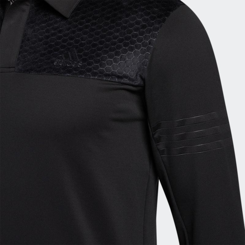 adidas Polo de Manga Larga de Color Sólido para Hombre Tops Negro FS6879