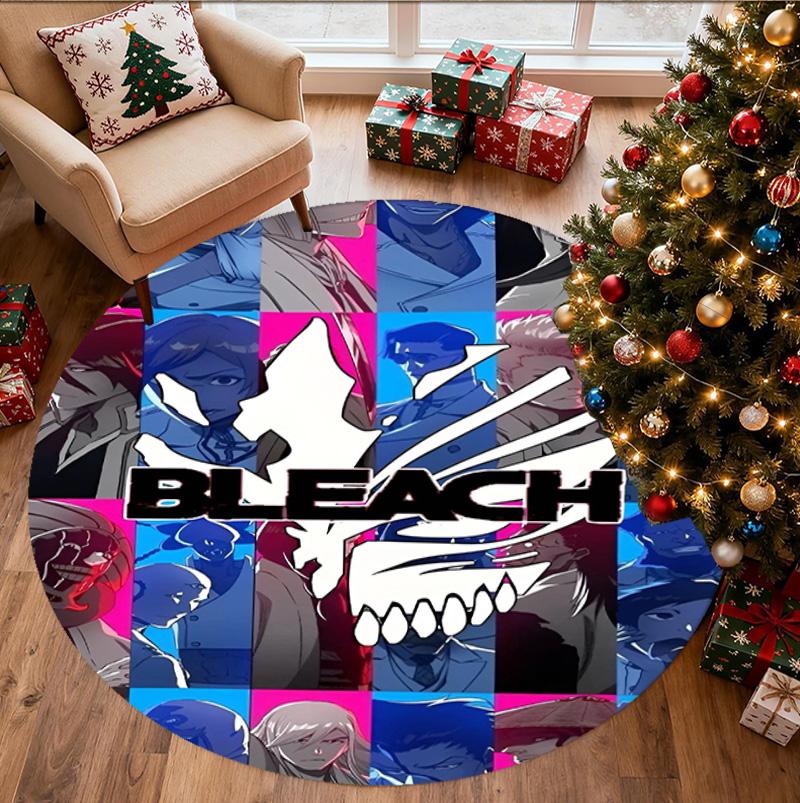 BLEACH Pattern Round Rug, Indoor/Outdoor Mat, for Picnic, Gameroom, Bedroom, Office, Living Room, Home Decor Carpet, Birthday Gift