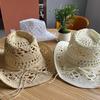 Cappello Western Cowboy in Paglia Bohemien alla Moda Nuovo per Donne, Cappello da Sole Classico Retrò Unico Vuoto a Tesa Larga per Uomini, Fis