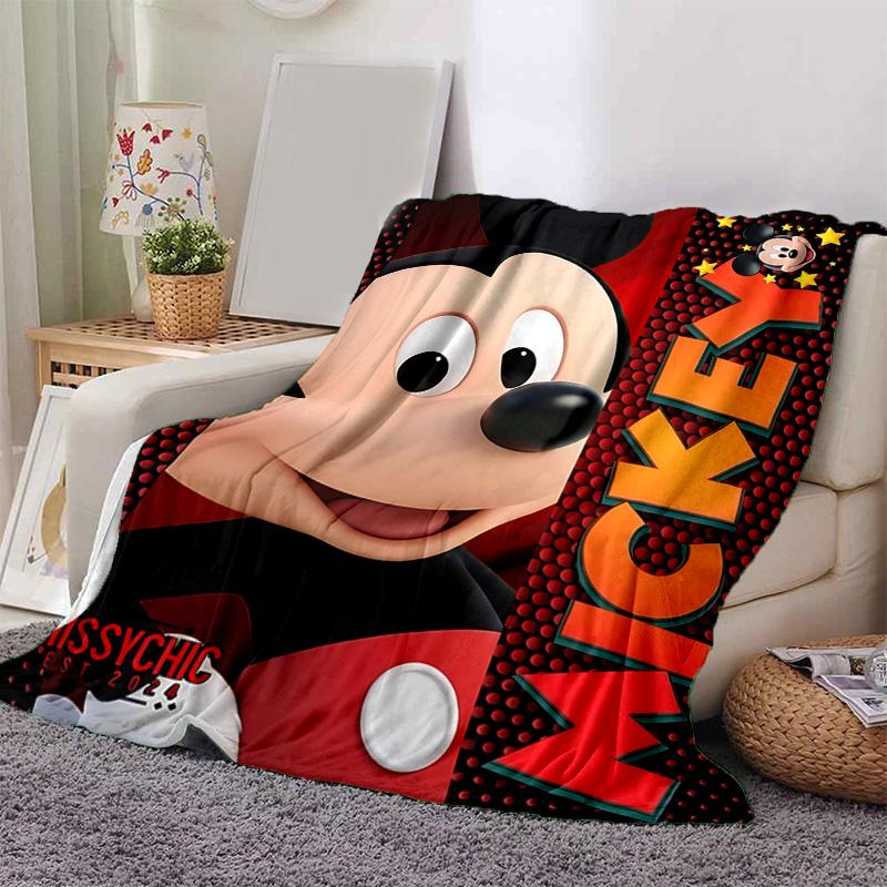 1pc Mickey Mouse Adventure Flannel Blanket Soft Warm Throw Blanket for Bedroom Living Room Bed Travel Camping Picnic Gift. M07220143
