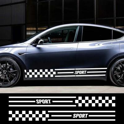 2PCS Car Door Side Stickers Waterproof PVC Vinyl Decals For Tesla Model Y Auto Body Styling DIY Decoration Stickers Accessories