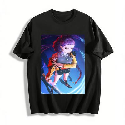 Cyberpunk Cooles Schwertmädchen Print Trendiges T-Shirt Street Fashion Locker Bequem Baumwolle Kurzarm Reines Baumwoll-T-Shirt