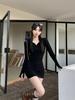 Pure Desire Spice Girl Semi-turtleneck Long-sleeved Dress Women's Autumn New Slim-fit Inner Temperament Sexy Hip-wrapped Short Dress