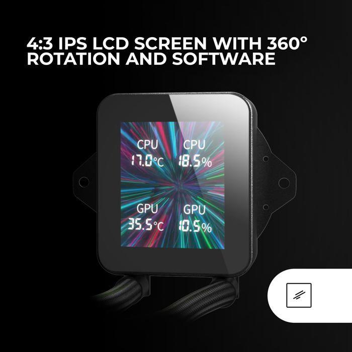 Refroidissement liquide aio - mars gaming - ml-vision240 - écran lcd 4:3 - 2 ventilateurs argb - tdp 500w
