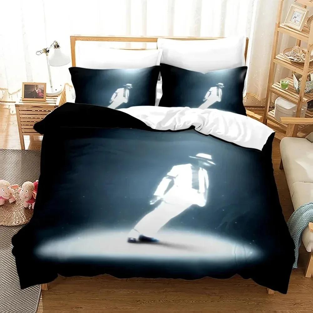 3D-gedrucktes Michael Jackson Bettwäsche-Set für Jungen und Mädchen, Einzel- und Doppelbettgröße, Bettbezug, Kissenbezug, Bett für Kinder und Erwachsene, Heimtextilien