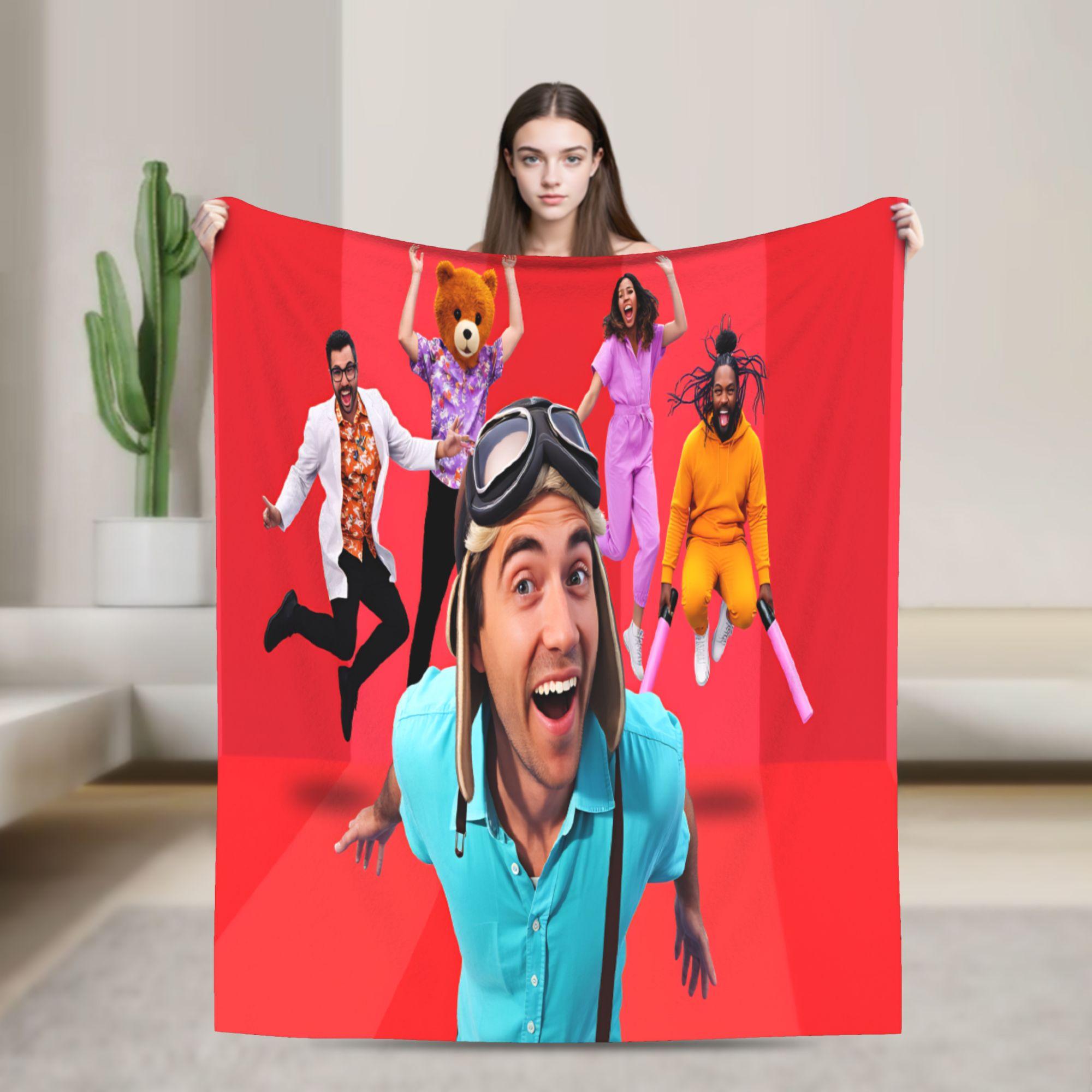 Monika Chen Unisex White Warm Blankets Travel Dannys Go Throw Blanket Print Bedspread For Living Room