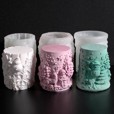 Christmas Tree Mold White Christmas Snowflake Mold Cylinder Candle Mold Cylindrical For Holiday Crafts Festival Ornament Home
