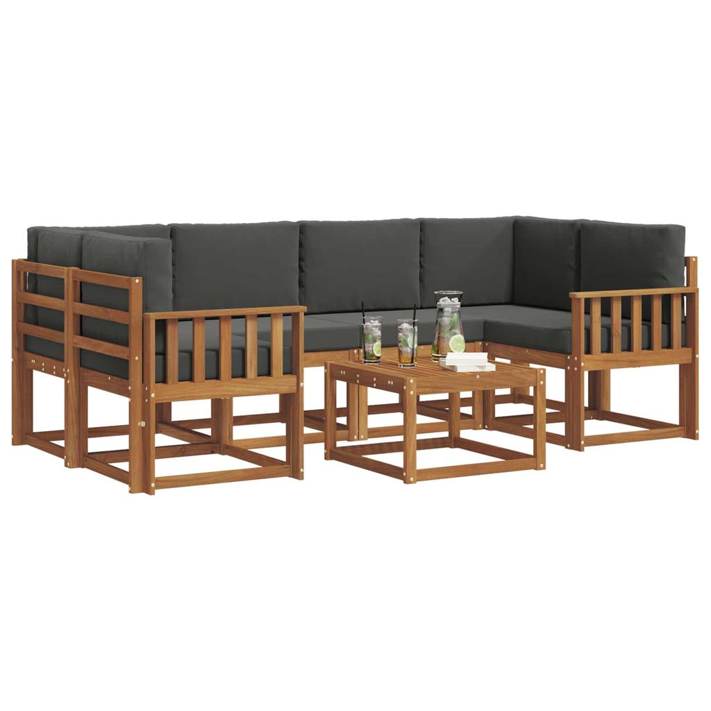Outdoor Sofa Set with Cushions 7 pcs Natural and Anthracite