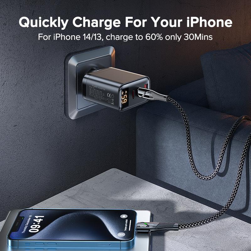 TUODES 65w GaN USB Charger PPS PD USB Type C Fast Charging QC4.0 Quick Charge For iPhone 16 Macbook Air Tablet Samsung Xiaomi Laptop