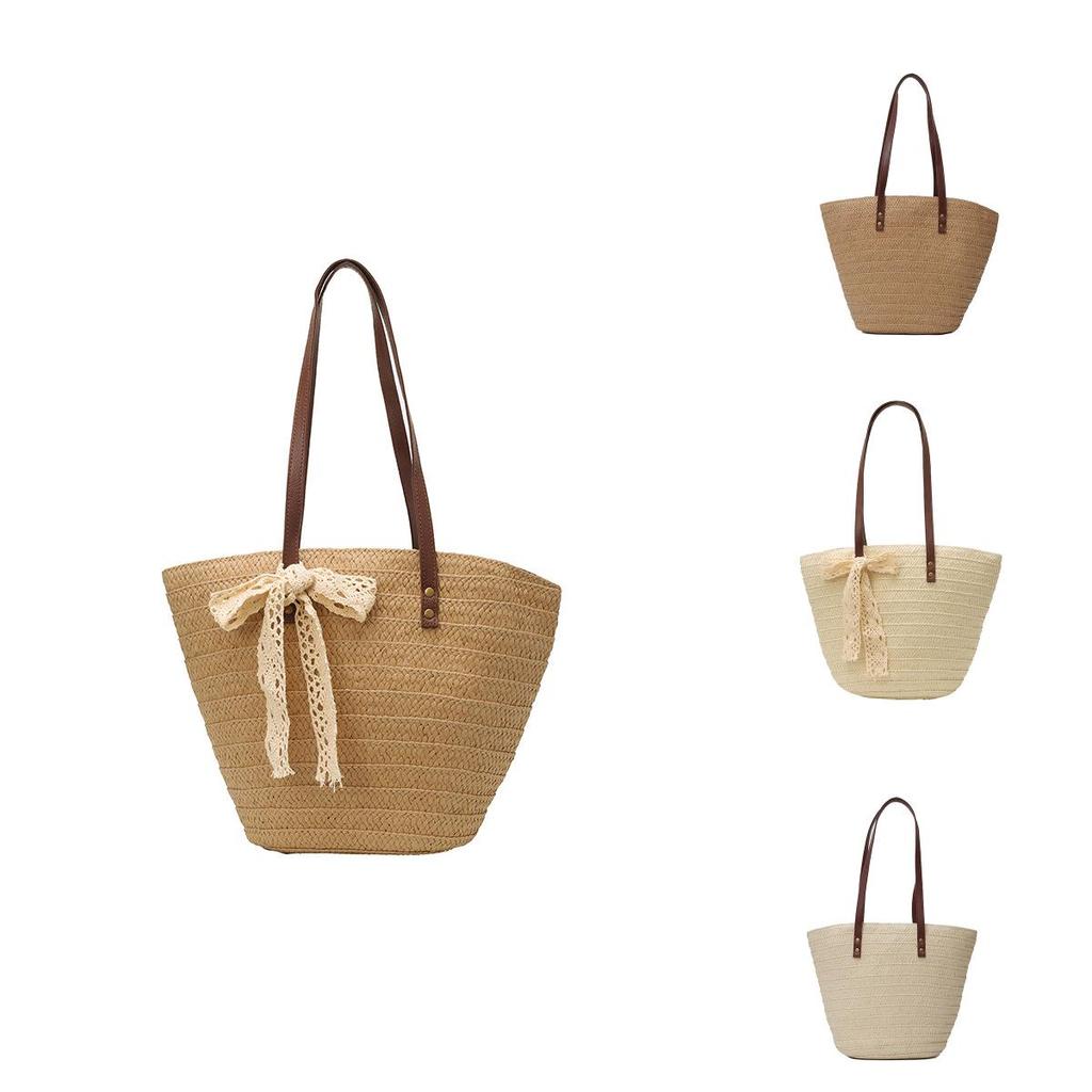Woven Beach Bag For Women Large Capacity Casual Day Out With Interior Pouch