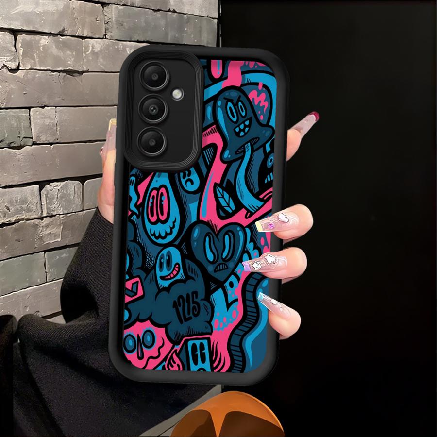 Case for Samsung Galaxy A16 A53 A54 A51 A73 A26 A32 A71 A72 A12 A13 A15 A23 A35 A36 A34 A56 Phone Cover Green Graffiti Pattern
