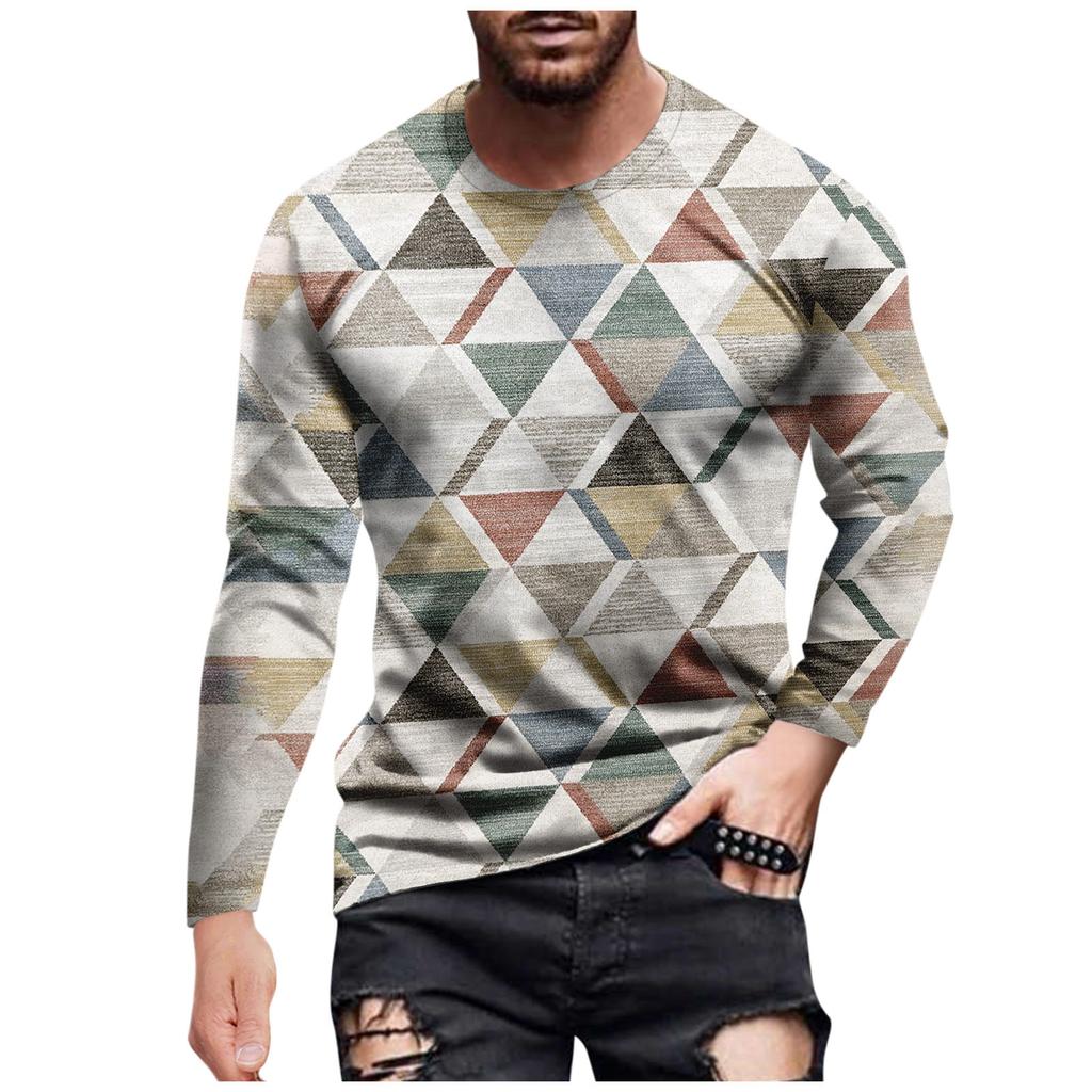 Men's T Shirt Graphic Abstract Neck Clothing Apparel Outdoor Long Sleeve Print Fashion Designer Vintage