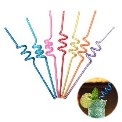 10PCS Spiral Plastic Straws Colorful Twisted Translucent Drinking Straws Food-Grade PETG Reusable Party