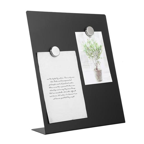 L-Shaped Metal Memo Board Magnetic Surface Desktop Display Stand for Notes Photos Multi-Purpose Organizer for Office Home Use