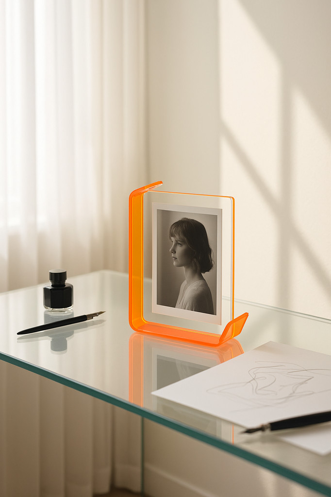 6/7-calowa pływająca ramka na zdjęcia DIY dwustronna pozioma pionowa neonowa akrylowa do biura domowego, stojąca, dekoracyjna