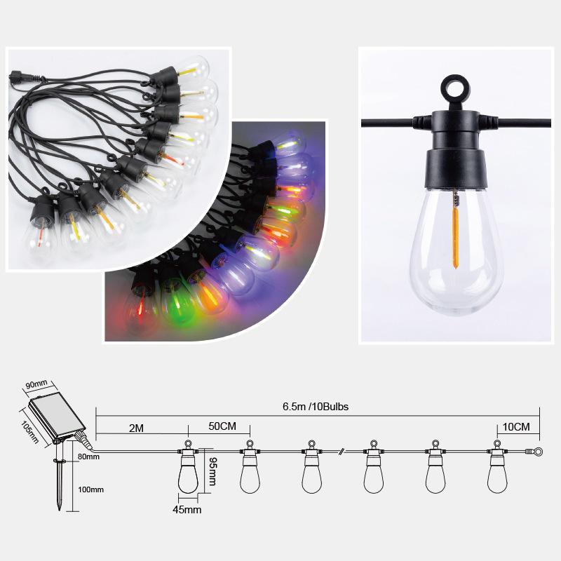 Solar-Powered Waterproof Colorful Camping & Balcony Decorative LED String Lights TM2681 Meteor Light 1 Mode