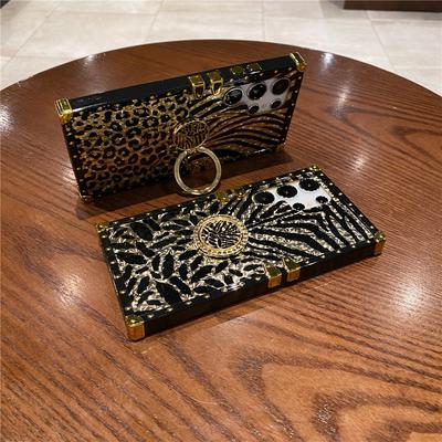 Feather Leopard Print Ring Cover Plating Phone Case For Samsung Galaxy S23 A54 A51 A71 A52 A72 A82 A22 A20 A30 A50 A70 A40 A60