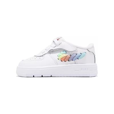 Force 1 Low LV8 EasyOn TD Rainbow Lace Swoosh Baby-Sneakers Cremeweiß Terra-Blush FN4891-100