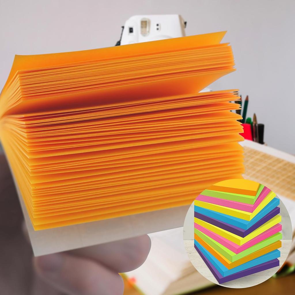 OHOME Sticky Notes - 12 Pads, 3”x3” - Colorful Self-Stick Post Notes Bulk - Office Desk Accessories | Teacher Classroom Must Haves,Aesthetic