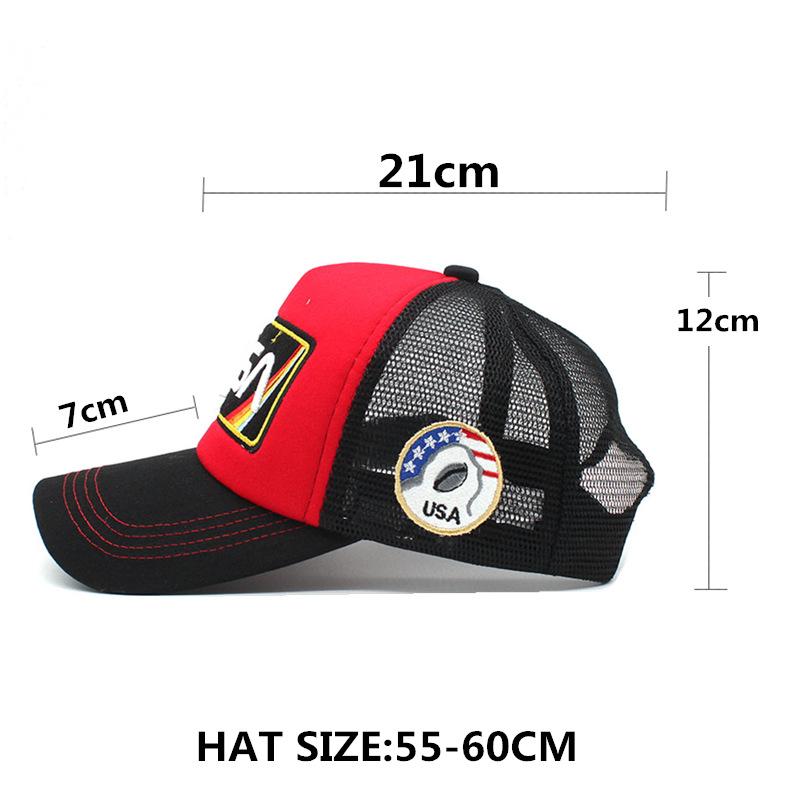 Nasa Embroidery Baseball Cap American Aviation Embroidery Cap Mesh Cap Personalized Embroidery Curved Brim Sun Hat