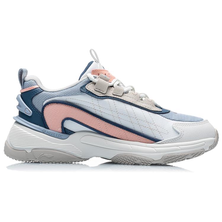 New LiNing Nebula OG Cushioned Anti Slip And Wear Resistant Lightweight Low Top Sports Casual Shoes Women's White Blue Pink AGCR014-5