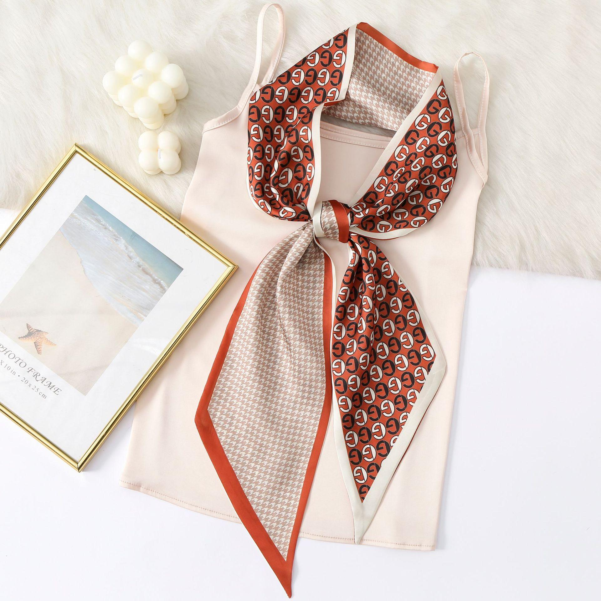 

Новый искусственный шелковый длинный шарф модный универсальный костюм двухслойный шарф декоративная сумка обернутая профессиональным шарфом для женщин 14*150cm